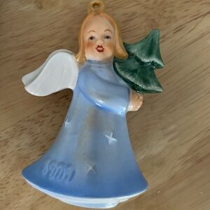 Goebel Second Edition Angel Ornament with Tree - Blue - Vintage